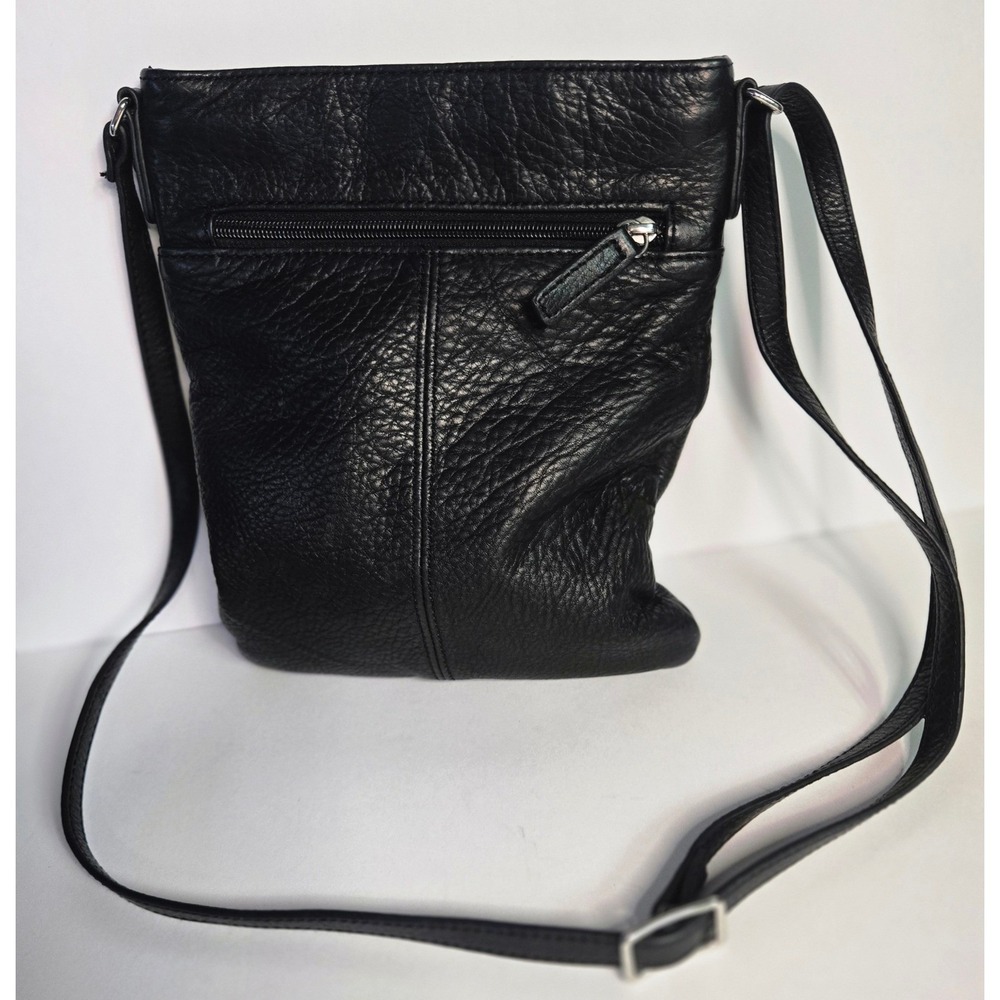 Margot Black Pebbled Leather Crossbody Bag Small Minimalist Messenger Purse